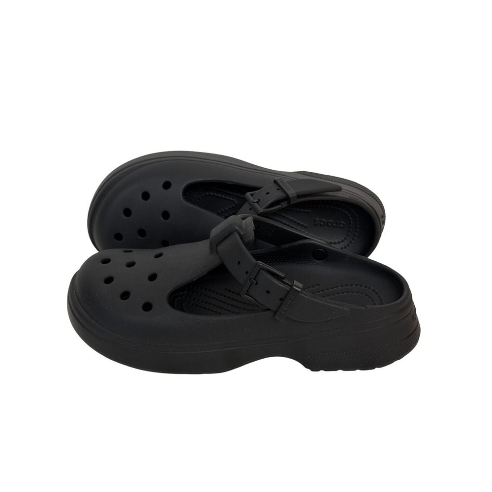 Crocs Stomp Mary Jane Women 9 Black Platform Clog Adjustable Strap Goth Utility